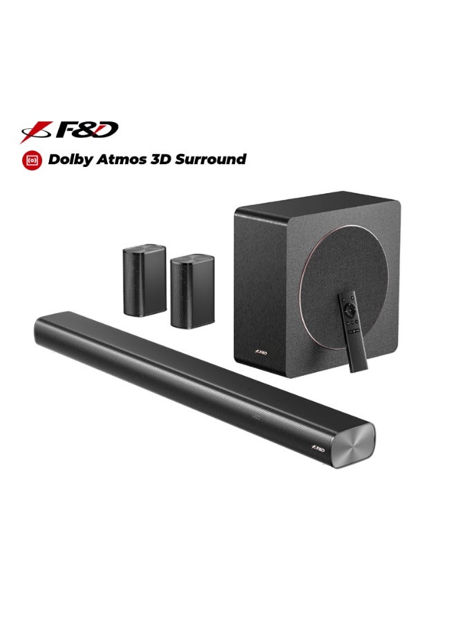 HT-500DA 5.1 CH Dolby Atmos Home Theater Speaker with 8-Inch Wireless Subwoofer, 190W High-Fidelity Power, Built-in 9 Speakers, 3D Surround Sound, 6 EQ Modes, Remote Control, Customized APP and Multiple Input Options,Bluetooth 5.3
