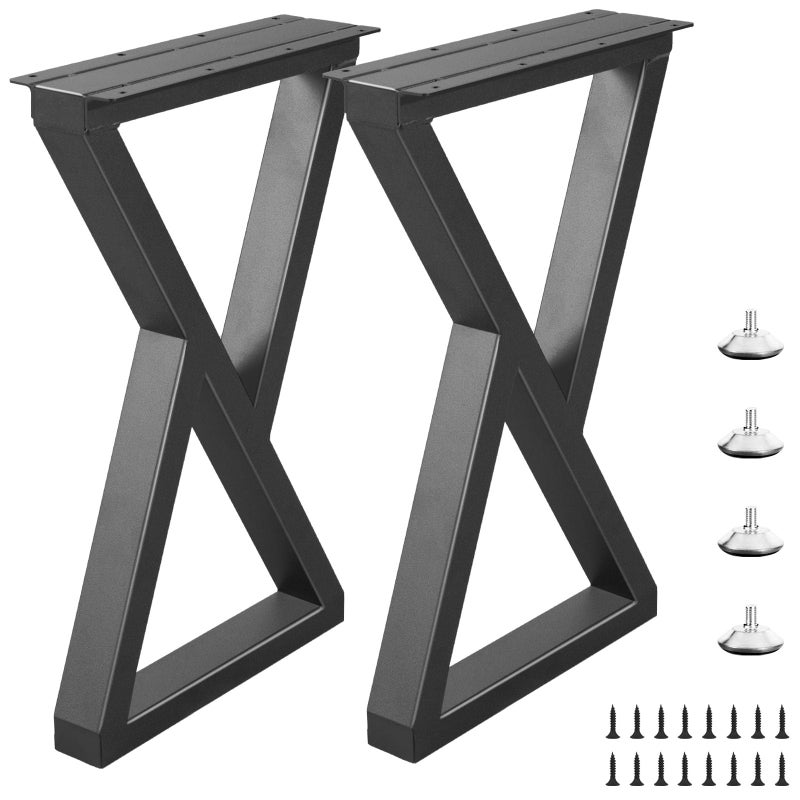 Rioychan 22 Inch Metal Coffee Table Legs Heavy Duty Black Metal End Desk Table Legs DIY Project for Furniture Bench H22 x W13 Set of 2