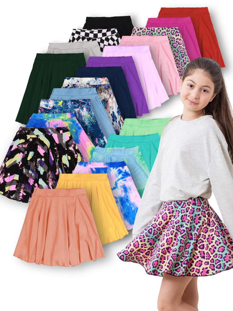 SOFTMILK Lettuce Trim Plain Skorts for Girls High Stretch & Fit Solid Colored, Built in Shorts, for Yoga, Dance & Sports for Birthday & Holidays (US, Age, 9 Years, 10 Years, Random 5PCS) - Image 1