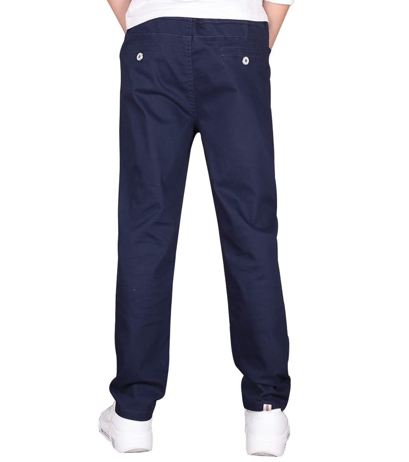 CAMLAKEE Boys' Stretch Pull on Chino Pants Kids School Uniform Yonth Twill Pants Navy Blue 13-14 Years - Image 4