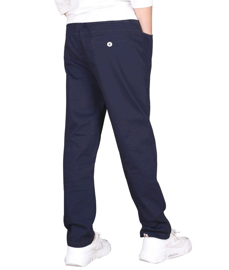 CAMLAKEE Boys' Stretch Pull on Chino Pants Kids School Uniform Yonth Twill Pants Navy Blue 13-14 Years - Image 2