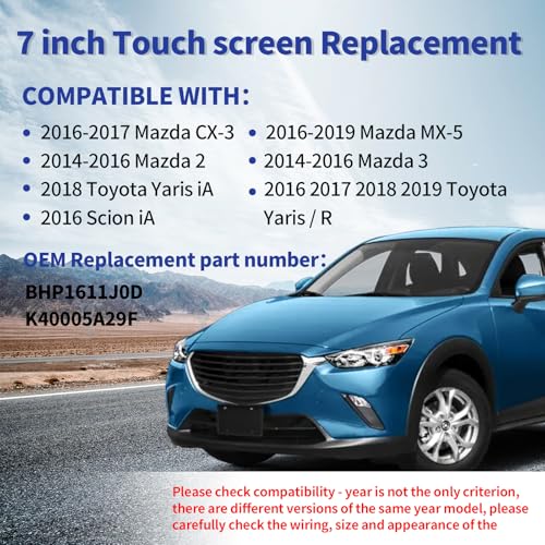 RESNAVSCREN 7" Touch Screen Digitizer BHP1611J0D Replacement for 2014-2016 Mazda 3 2 16-17 CX-3 16-18 MX-5 Toyota Yaris R iA Scion iA Radio Screen OEM Navigation System K40005A29F Touchscreen Display - Image 2