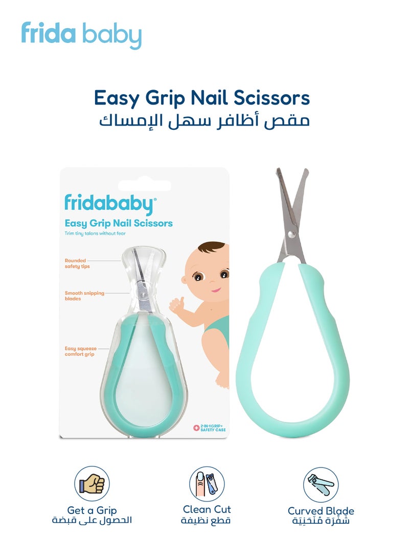 fridababy Easy Grip Nail Scissors – Safe, Rounded Tip Baby Nail Trimmer for Newborns & Toddlers, Ergonomic Handle, BPA-Free, with 2-in-1 Safety Case – Infant Grooming Essential - Image 1