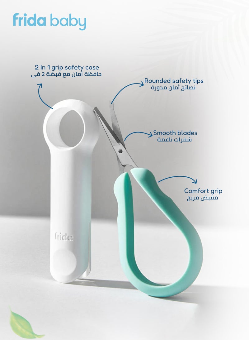 fridababy Easy Grip Nail Scissors – Safe, Rounded Tip Baby Nail Trimmer for Newborns & Toddlers, Ergonomic Handle, BPA-Free, with 2-in-1 Safety Case – Infant Grooming Essential - Image 3