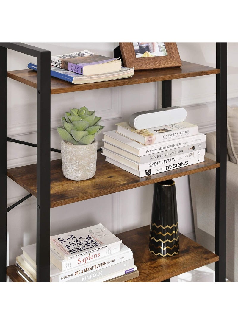 SKY-TOUCH Ladder Shelf, Bookshelf Rack 4-Tier Storage Organizer Shelf, Shelf Unit, Plant Stand, Living Room Bookcases, Industrial Bookshelf, for Bedroom, Kitchen, Office, Brown - Image 3