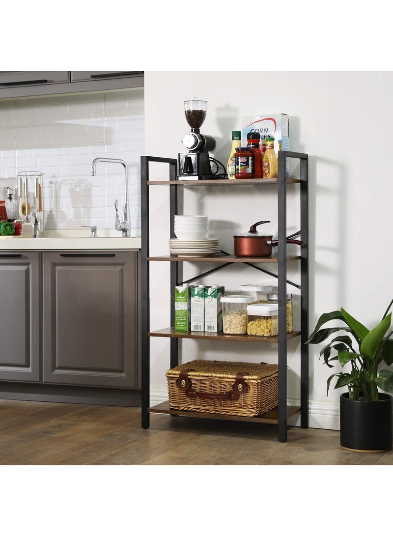 SKY-TOUCH Ladder Shelf, Bookshelf Rack 4-Tier Storage Organizer Shelf, Shelf Unit, Plant Stand, Living Room Bookcases, Industrial Bookshelf, for Bedroom, Kitchen, Office, Brown - Image 5