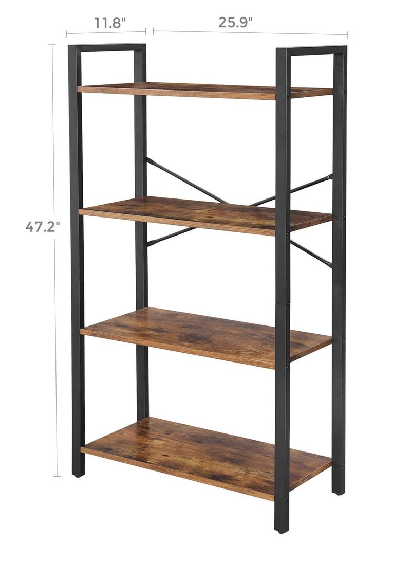 SKY-TOUCH Ladder Shelf, Bookshelf Rack 4-Tier Storage Organizer Shelf, Shelf Unit, Plant Stand, Living Room Bookcases, Industrial Bookshelf, for Bedroom, Kitchen, Office, Brown - Image 4