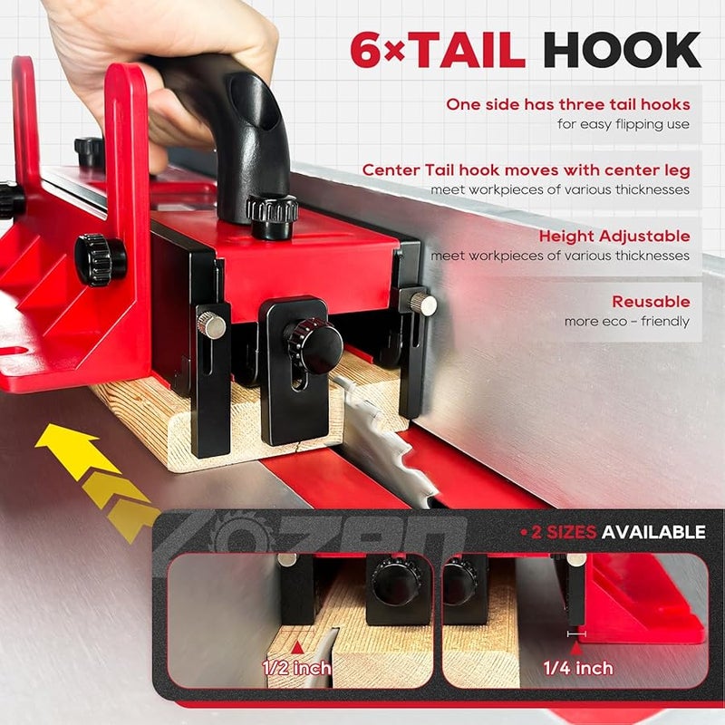 منشار الطاولة بدفع كتلة مع نافذة شفافة 4 شرائط غير قابلة للانزلاق قابلة للاستبدال 6 خطافات ذيلية - Image 4