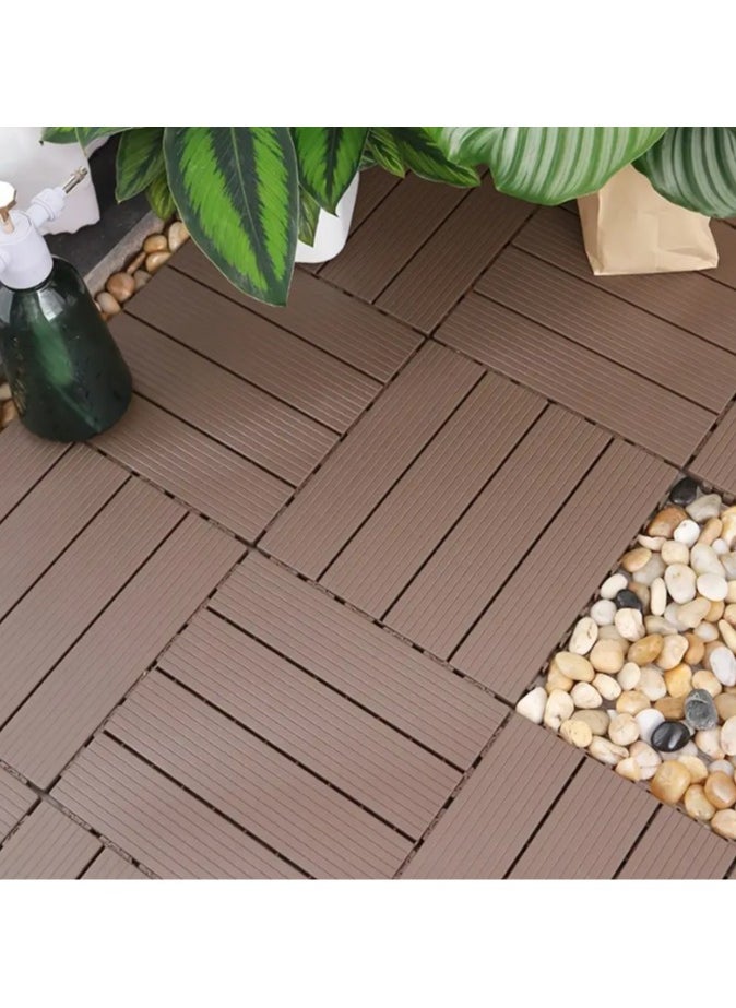 LINGWEI Plastic Tiles Plastic Interlocking Tiles Plastic Flooring Deck For Indoor and Outdoor Brown 30x2x30cm  - Image 2