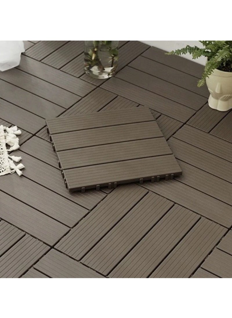 LINGWEI Plastic Tiles Plastic Interlocking Tiles Plastic Flooring Deck For Indoor and Outdoor Brown 30x2x30cm  - Image 1