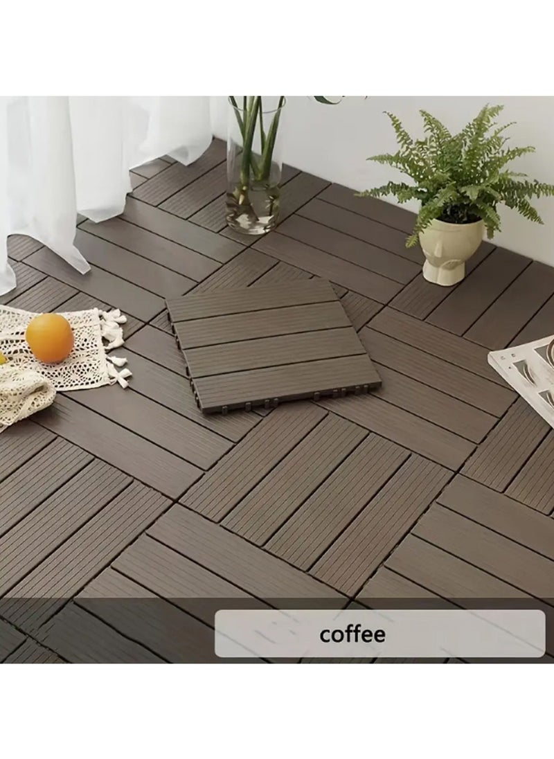LINGWEI Plastic Tiles Plastic Interlocking Tiles Plastic Flooring Deck For Indoor and Outdoor Brown 30x2x30cm  - Image 3