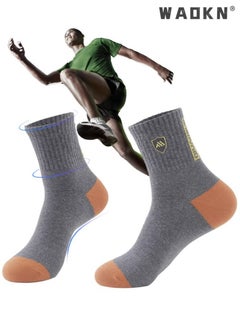 WAOKN 6 Pairs Men's 100% Cotton Crew Socks: Mid-Calf, Dress Socks, Moisture Wicking, Suitable for All Seasons, Striped Pattern in a Variety of Colors for Business Casual Wear  - Image 2