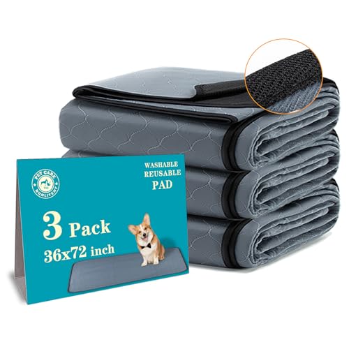 Bunlitent Washable Pee Pads for Dogs 3 Pack 36x72 Reusable Puppy Pads Reusable Pee Pads with Quick Dry AntiSlip Dog Cat Pee Pads Whelping Pads Dog Pen Mat - Image 1