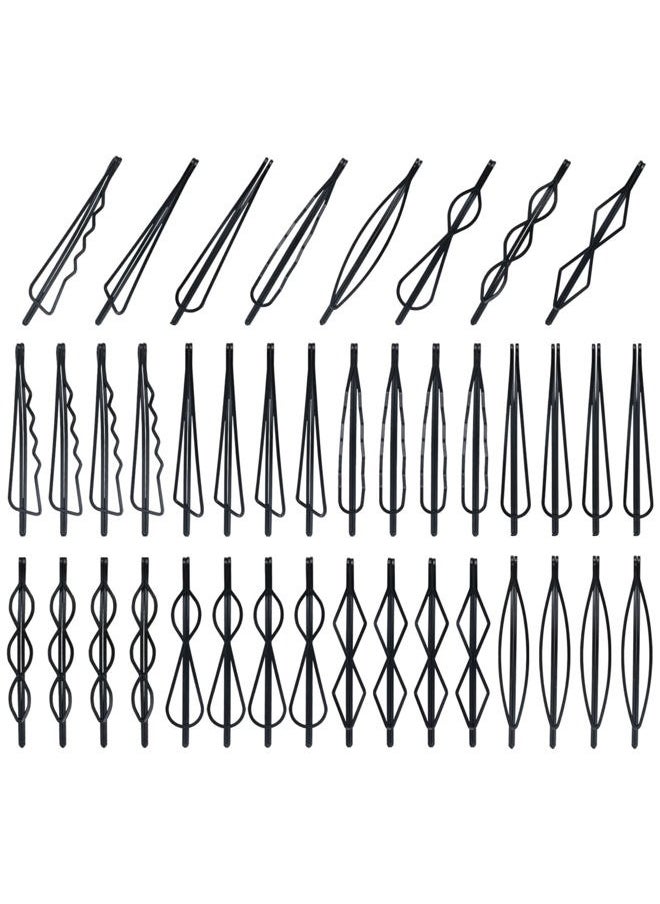 Cinaci 40 Pack 8 Styles Simple Plain Non Slip Black Metal Hair Clips Barrettes Bobby Pins Hair Accessories for Women Girls (Black-40 Pack)  - Image 1
