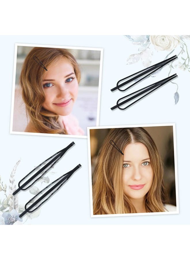 Cinaci 40 Pack 8 Styles Simple Plain Non Slip Black Metal Hair Clips Barrettes Bobby Pins Hair Accessories for Women Girls (Black-40 Pack)  - Image 2