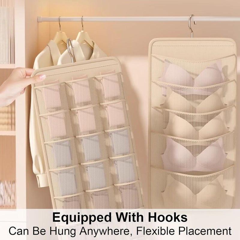 30 Pockets Dual-Sided Hanging Closet Organizer - Beige - Image 3
