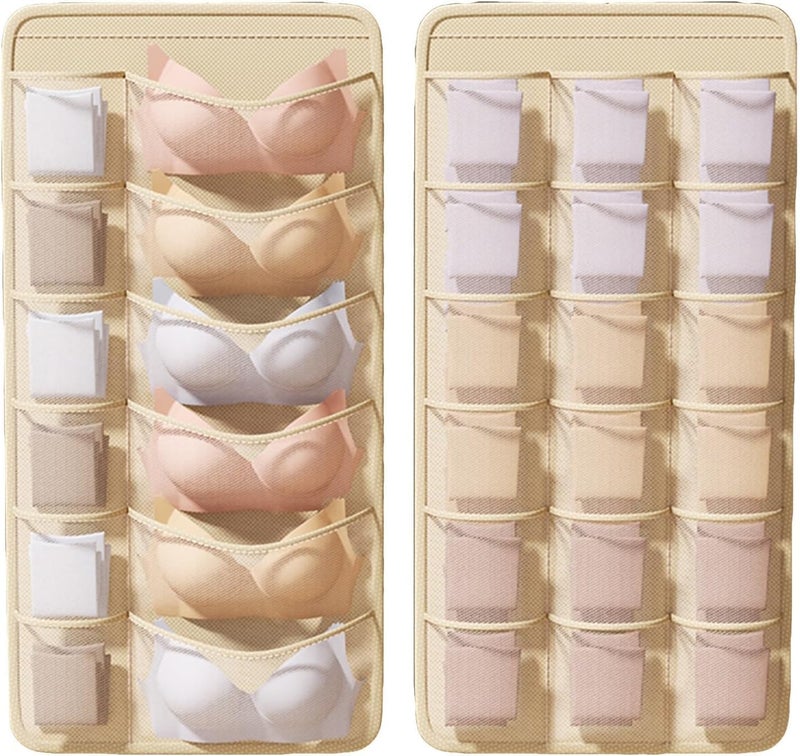 30 Pockets Dual-Sided Hanging Closet Organizer - Beige - Image 1