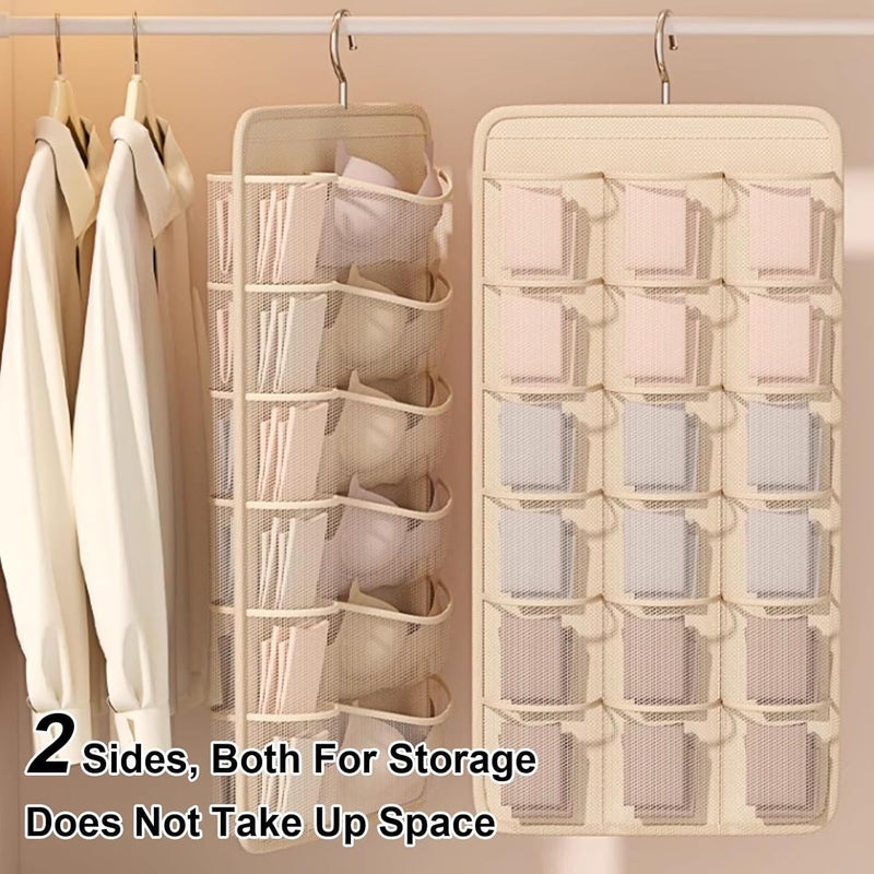 30 Pockets Dual-Sided Hanging Closet Organizer - Beige - Image 4