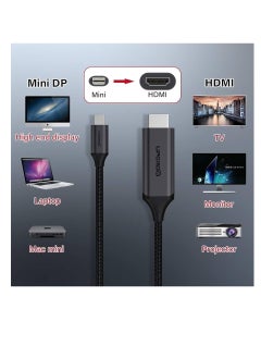 أب جرو كابل ميني ديسبلاي بورت الى HDMI من اب جروااw ، بطول 1.5 م كابل مضفر بالنايلون بغلاف من الالومنيوم - 6ft - p 1080، (حاسوب شخصي، حاسوب لوحي، جهاز العرض، شاشة عرض)  - Image 2