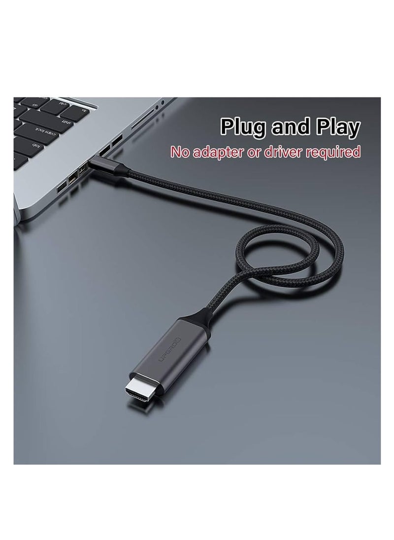 أب جرو كابل ميني ديسبلاي بورت الى HDMI من اب جروااw ، بطول 1.5 م كابل مضفر بالنايلون بغلاف من الالومنيوم - 6ft - p 1080، (حاسوب شخصي، حاسوب لوحي، جهاز العرض، شاشة عرض)  - Image 3