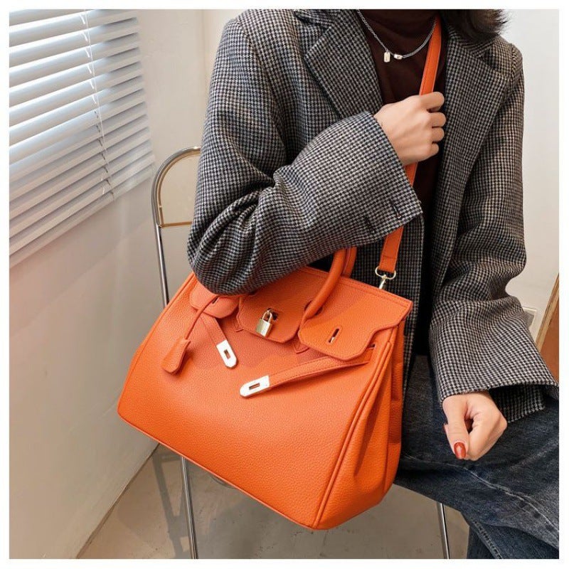 Fashionable Korean Style Womens Handbag Single Shoulder Crossbody Stylish Handbag Velvet Material Large Size Casual Travel Large Orange 