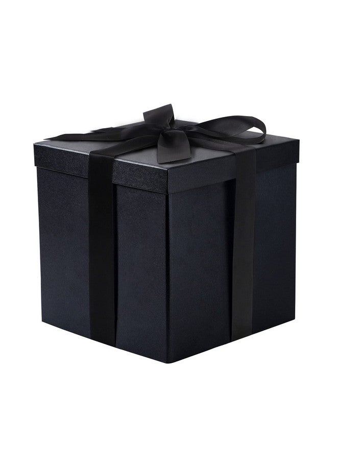 RUSPEPA Medium Birthday Gift Box With Lids Ribbon And Tissue Paper Collapsible Gift Box 1 Pcs 10X10X10 Inches Black - Image 1