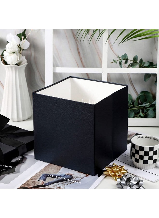 RUSPEPA Medium Birthday Gift Box With Lids Ribbon And Tissue Paper Collapsible Gift Box 1 Pcs 10X10X10 Inches Black - Image 5