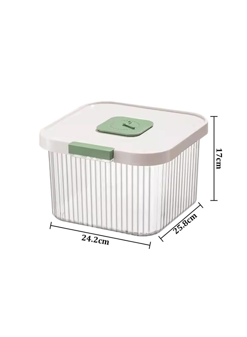 SYOSI Flour Storage Tank, Rice Bucket, Rice Storage Box, Grain Dispenser with Spoon, Flour Container, Can Hold 5KG, Perfect for Bakers and Cooking Enthusiasts, Kitchen Organization Contianers, Green - Image 2