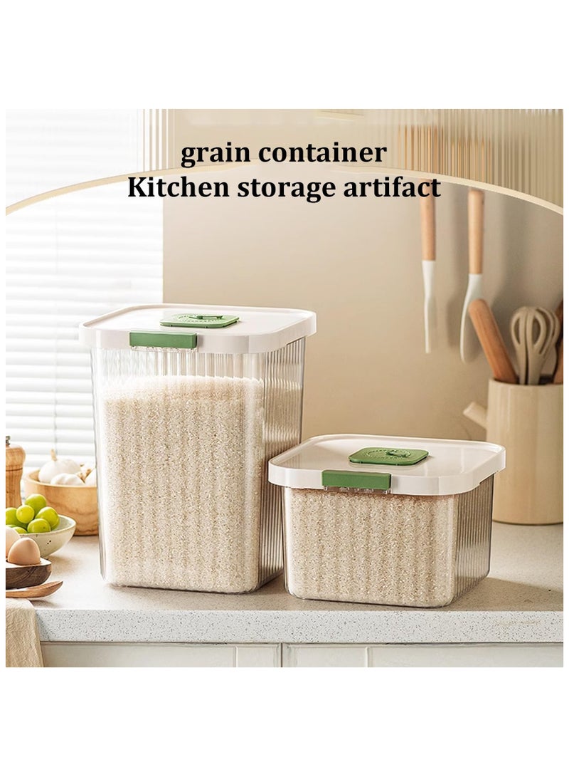 SYOSI Flour Storage Tank, Rice Bucket, Rice Storage Box, Grain Dispenser with Spoon, Flour Container, Can Hold 5KG, Perfect for Bakers and Cooking Enthusiasts, Kitchen Organization Contianers, Green - Image 3