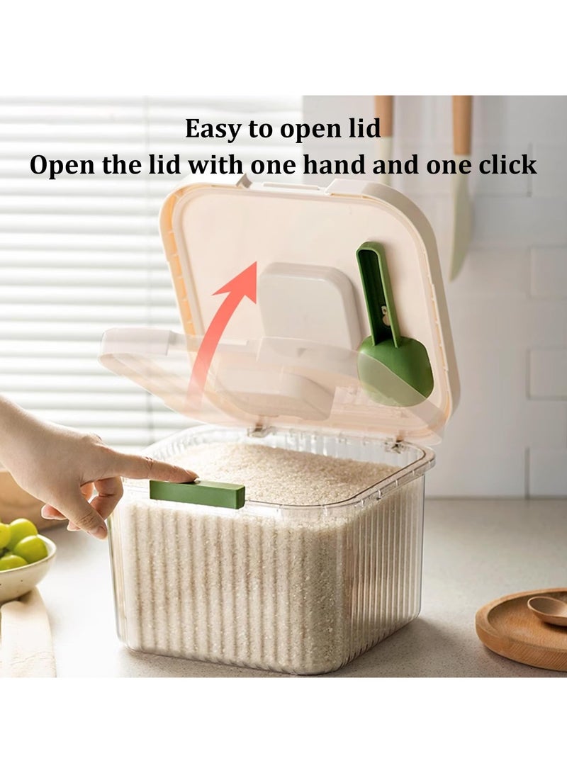 SYOSI Flour Storage Tank, Rice Bucket, Rice Storage Box, Grain Dispenser with Spoon, Flour Container, Can Hold 5KG, Perfect for Bakers and Cooking Enthusiasts, Kitchen Organization Contianers, Green - Image 4