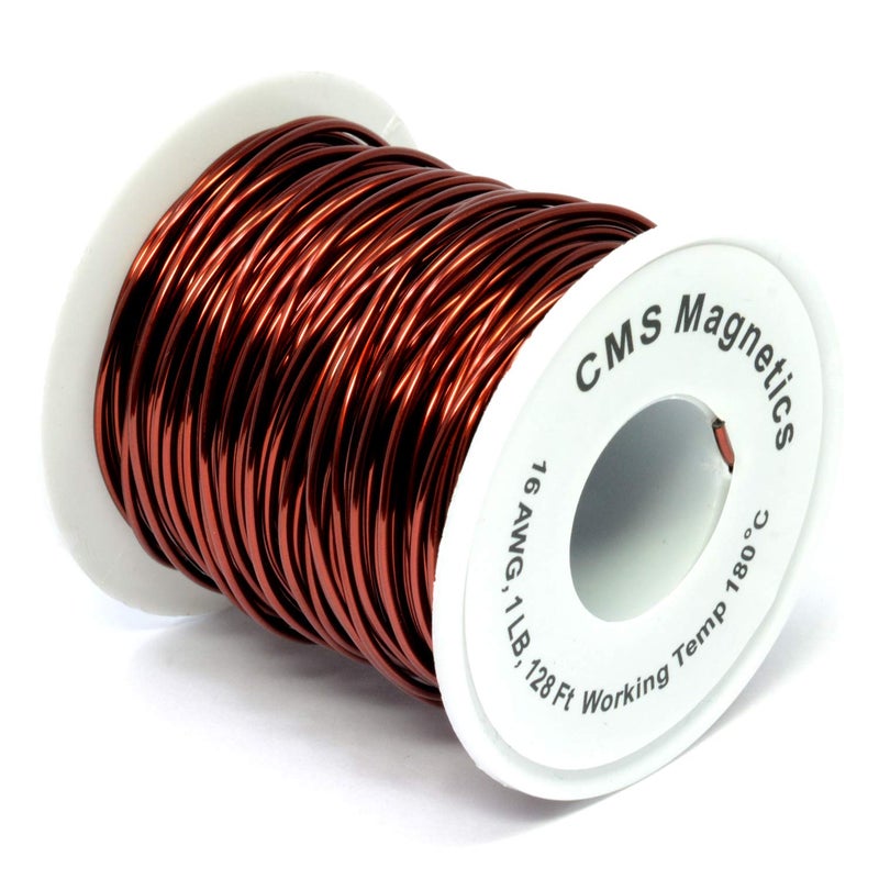 CMS MAGNETICS â€“ 18 AWG, 1-Pound Spool, 207 Feet Long Enameled Copper Magnet Wire for Science, Speaker Coil, Transformer, Inductor, DIY Project - 356Â°F Working Temp, 3.2A Rated Current - Image 1