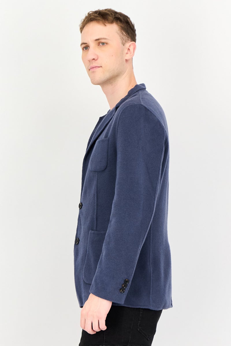 Selected Homme Men Regular Fit Textured Casual Blazer, Slate Blue - Image 2