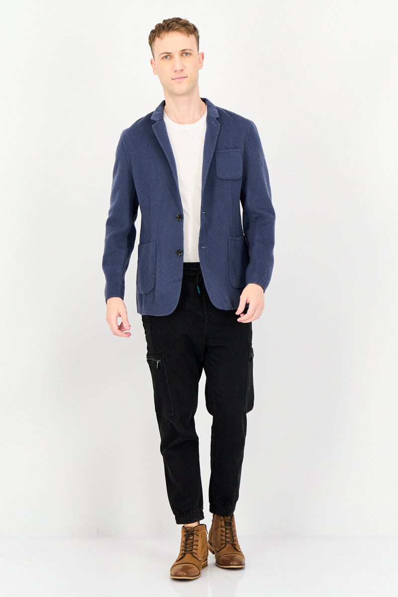 Selected Homme Men Regular Fit Textured Casual Blazer, Slate Blue - Image 4