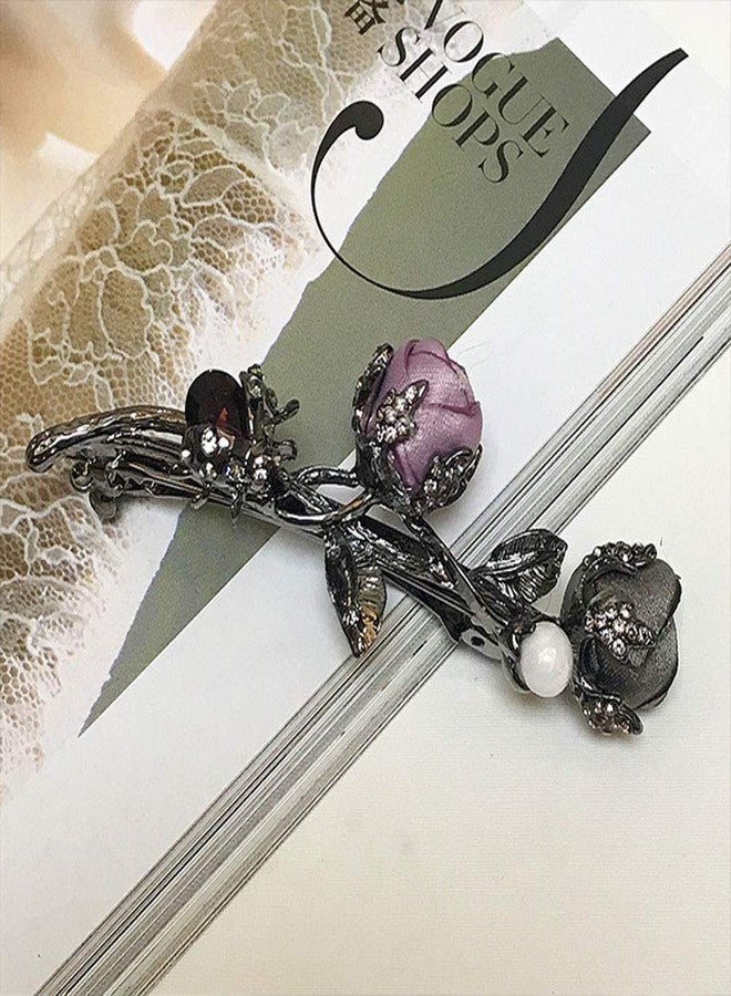 سوبيربليس مشابك شعر أنيقة على شكل وردة للعرائس، إكسسوارات شعر نسائية، زينة رأس للعرائس ووصيفاتهن، دبابيس شعر على شكل زهرة الورد، مشابك شعر ربيعية (وردي) - Image 5