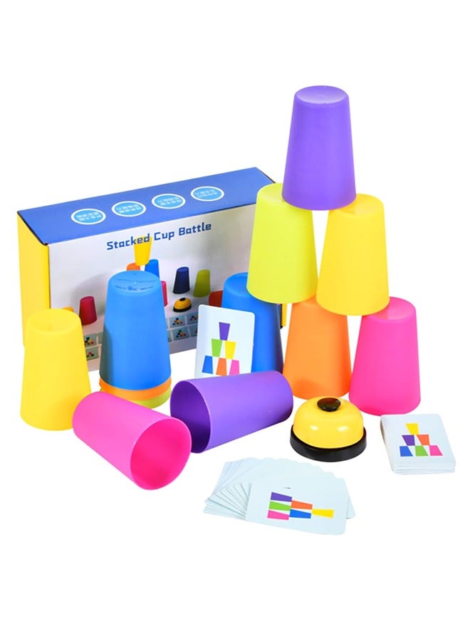 LJRN Sports Stacking Cups, Quick Stacks Cups for Children and Adults, with 12 Speeds, 49 Cards and 1 Bell, Cup Calls, Stacking Mug, Training, Stacking Cups, Speed Party Toy Set, Stacking Cup  - Image 1