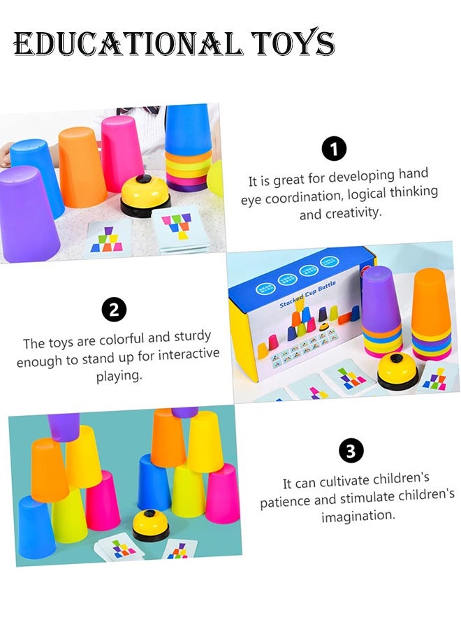 LJRN Sports Stacking Cups, Quick Stacks Cups for Children and Adults, with 12 Speeds, 49 Cards and 1 Bell, Cup Calls, Stacking Mug, Training, Stacking Cups, Speed Party Toy Set, Stacking Cup  - Image 2