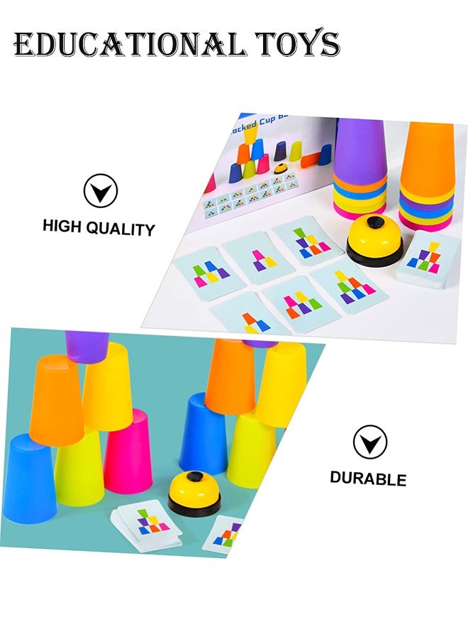 LJRN Sports Stacking Cups, Quick Stacks Cups for Children and Adults, with 12 Speeds, 49 Cards and 1 Bell, Cup Calls, Stacking Mug, Training, Stacking Cups, Speed Party Toy Set, Stacking Cup  - Image 4