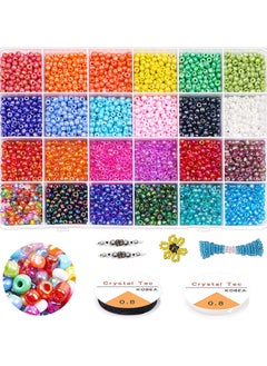 Seed Beads kit, 24Colors Small Rainbow Pony Glass Beads Bulk with Jewelry Making Findings and Tools for Adult DIY Jewelry Making Bracelets Necklaces and Earrings