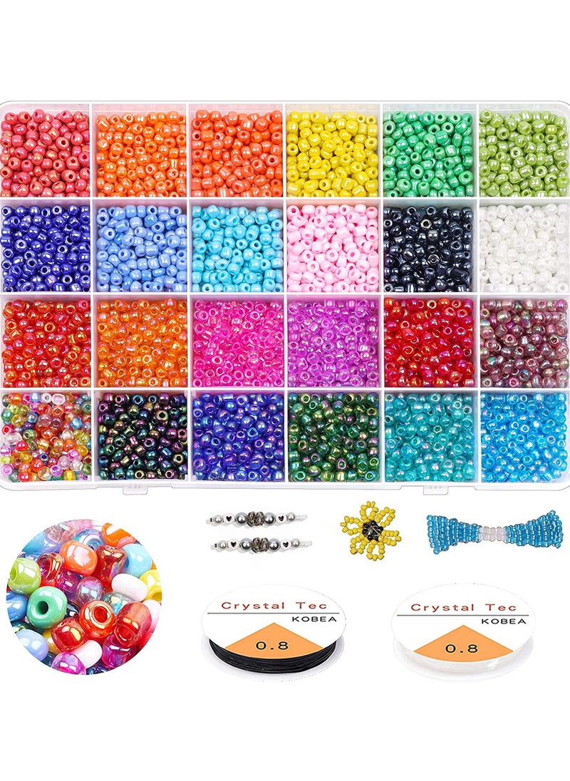 Mountain Gems - Seed Beads kit, 24Colors Small Rainbow Pony Glass Beads Bulk with Jewelry Making Findings and Tools for Adult DIY Jewelry Making Bracelets Necklaces and Earrings - Image 1
