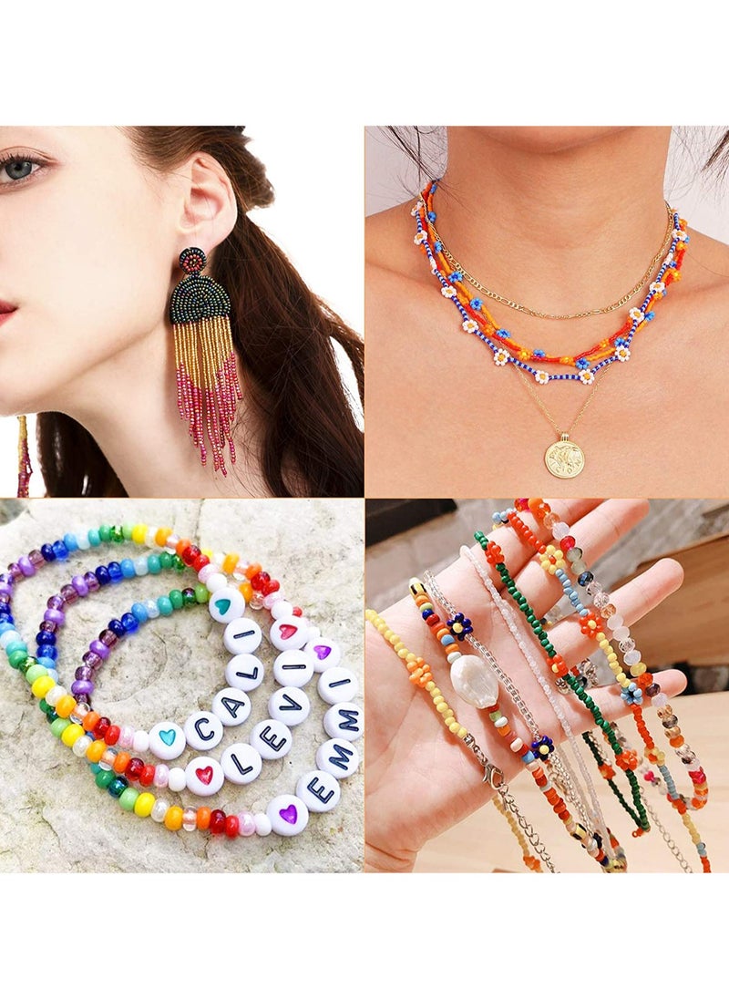 Mountain Gems - Seed Beads kit, 24Colors Small Rainbow Pony Glass Beads Bulk with Jewelry Making Findings and Tools for Adult DIY Jewelry Making Bracelets Necklaces and Earrings - Image 1