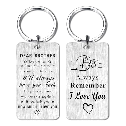 Jzxwan Brother Gifts, I Love You Brother Birthday Graduation Keychain from Sister, I Will Always Your Back Key Chain Gift for Men - Image 1