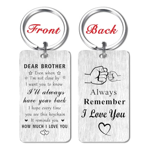 Jzxwan Brother Gifts, I Love You Brother Birthday Graduation Keychain from Sister, I Will Always Your Back Key Chain Gift for Men - Image 2