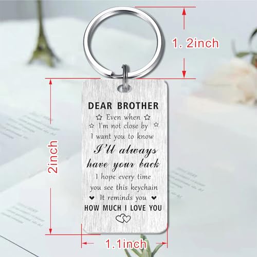 Jzxwan Brother Gifts, I Love You Brother Birthday Graduation Keychain from Sister, I Will Always Your Back Key Chain Gift for Men - Image 3