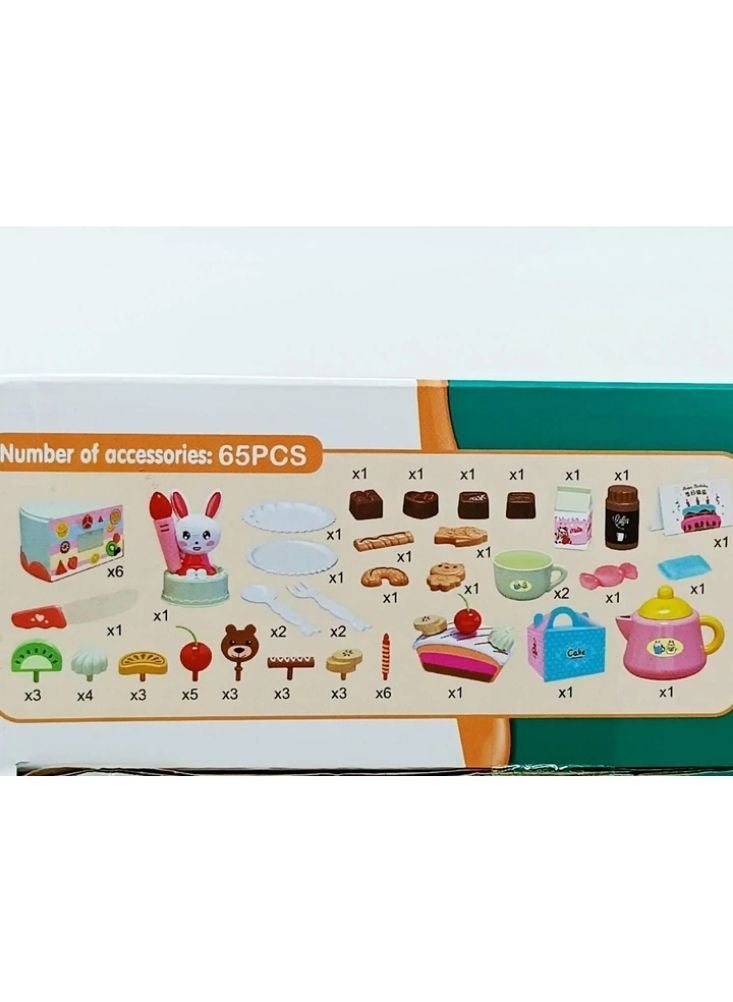 بريميم مجموعة كعكة عيد ميلاد تمثيلية مع موسيقى وأضواء – خمس وستون قطعة، لعبة مطبخ وحفلات تعليمية، لعبة تقطيع كعكة يمكنك صنعها بنفسك، لعبة تعليمية آمنة للأطفال الصغار في المملكة العربية السعودية - Image 4