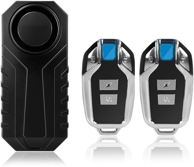 Elecphbo Bicycle Vibration Alarm, Waterproof Motorcycle Bike Alarm Remote Control Anti-Theft Protection Detector Alert with 2 Remote Control, Weatherproof Adjustable Sensitivity & Volume, 110dB - Image 1