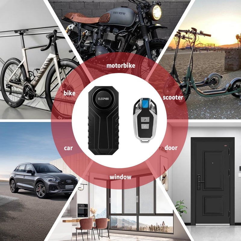 Elecphbo Bicycle Vibration Alarm, Waterproof Motorcycle Bike Alarm Remote Control Anti-Theft Protection Detector Alert with 2 Remote Control, Weatherproof Adjustable Sensitivity & Volume, 110dB - Image 3