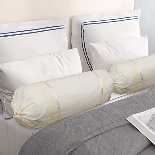 VHC 100% Cotton Lace Bolster Cover 30 * 30 Pack of 2 (Off- White) - Image 5