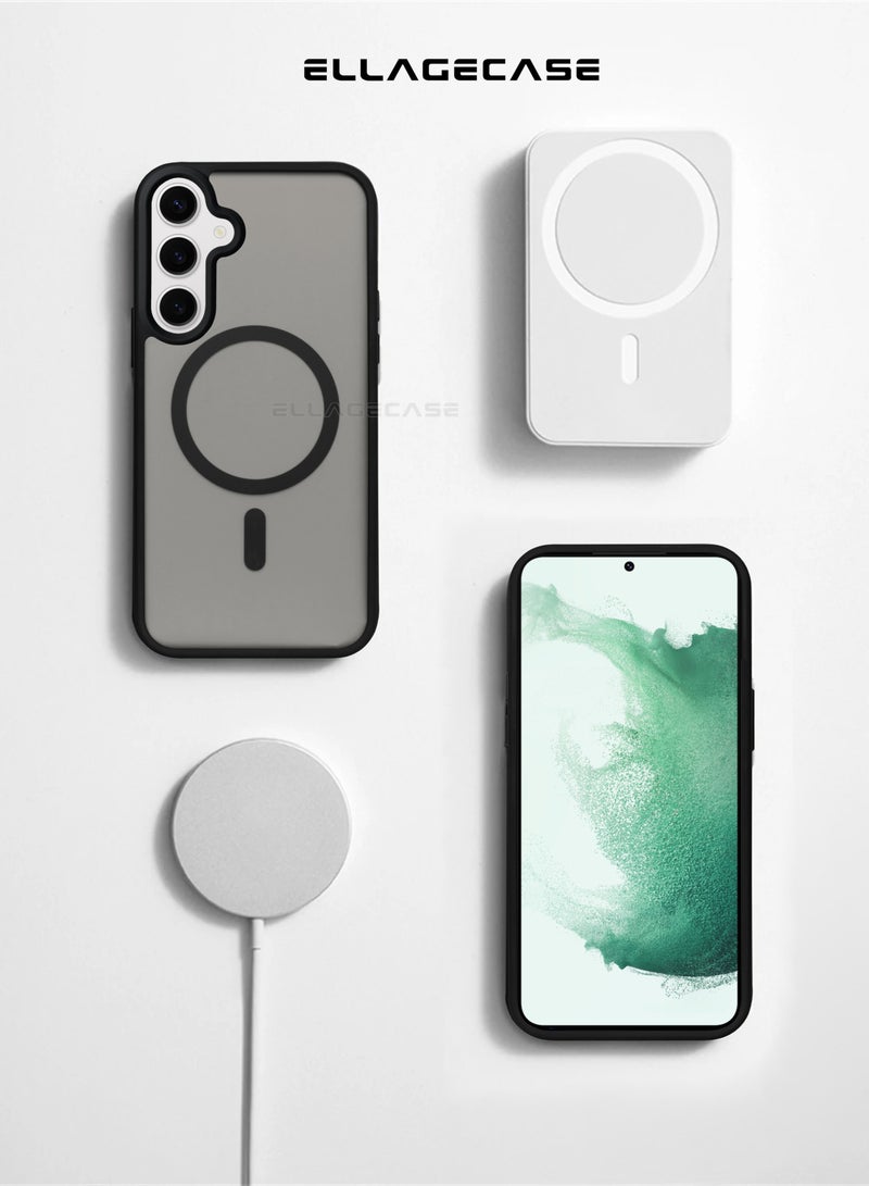 ELLAGECASE حافظة أنيقة سوداء لهاتف سامسونج جالاكسي S24 بلس، حماية قوية للكاميرا، مضادة للصدمات، حماية معززة، متوافقة مع شحن MagSafe والشحن اللاسلكي - Image 5