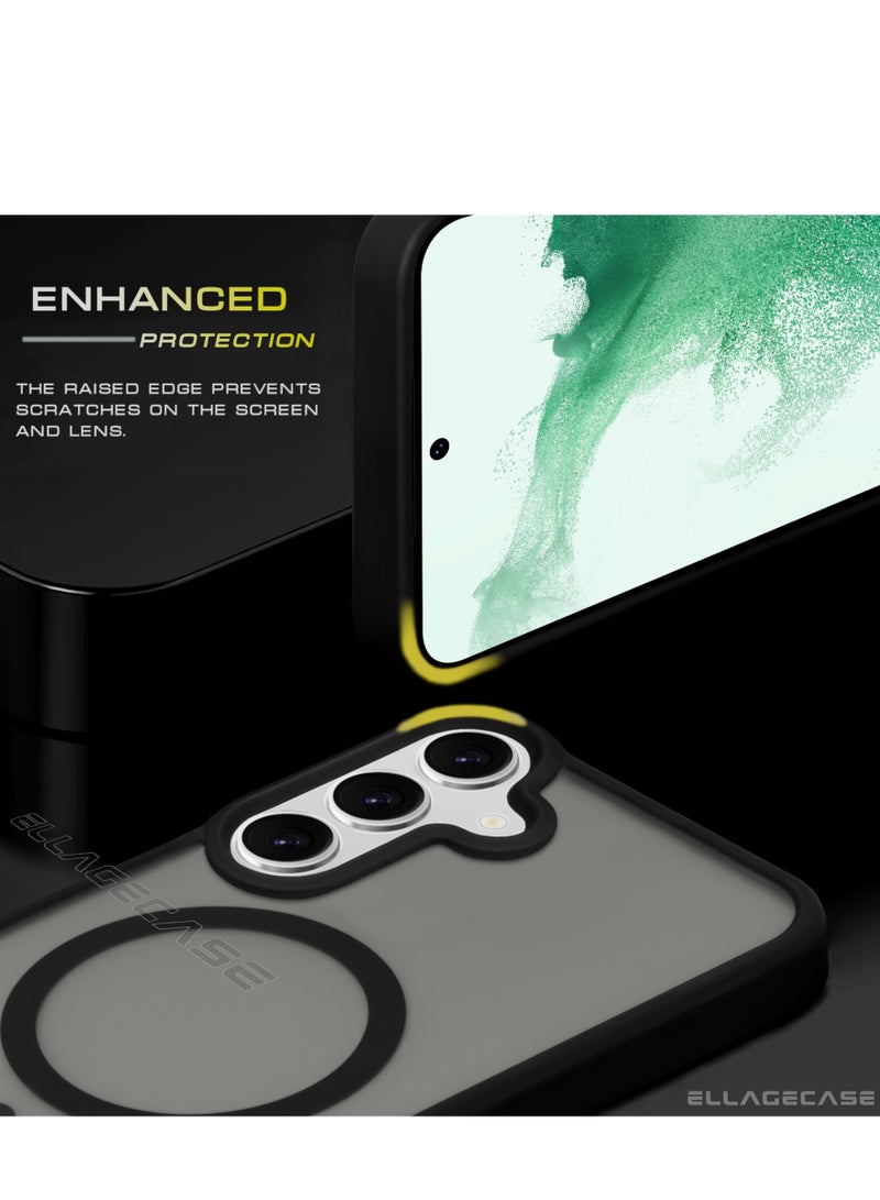 ELLAGECASE حافظة أنيقة سوداء لهاتف سامسونج جالاكسي S24 بلس، حماية قوية للكاميرا، مضادة للصدمات، حماية معززة، متوافقة مع شحن MagSafe والشحن اللاسلكي - Image 3