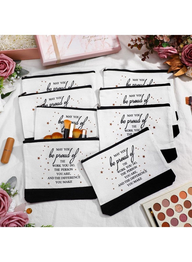 Inbagi 20 Pieces Blank Cosmetic Bags Canvas 9 x 6.9 Inch Sublimation Makeup Bags Bulk with Zipper Blank DIY Toiletry Pouch Canvas Travel Bag for Teachers Students School Travel Pen Pencil Storage - Image 5